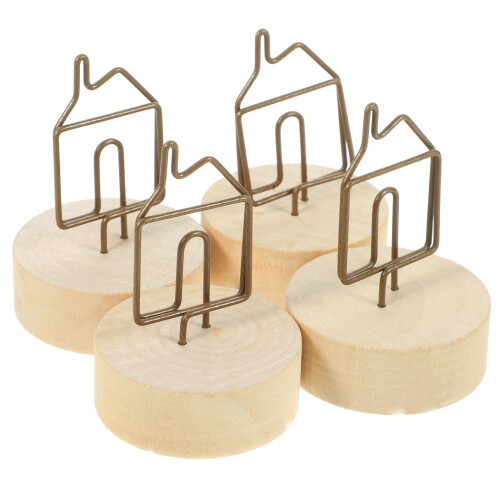 8Pcs Compact Table Number Holders Clips with Wooden Base 2