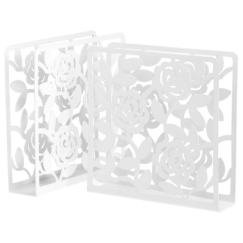 4 Pcs Hollow Out Book Ends Desktop Organizer For Home 2