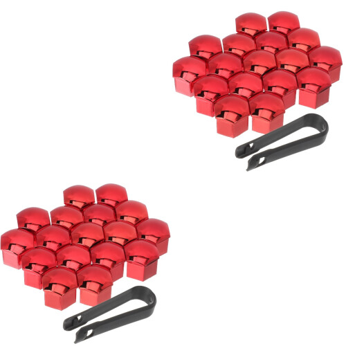 40Pièces Caches Écrous Robustes Rouges Protection Roues Auto Outil 2