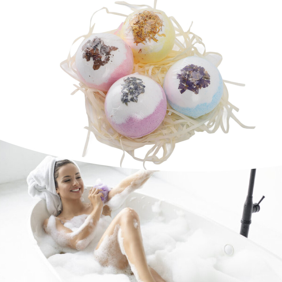 4 Pcs Bubble Shower Balls Spa Salt Bath Set, Moisturizing & Relaxing