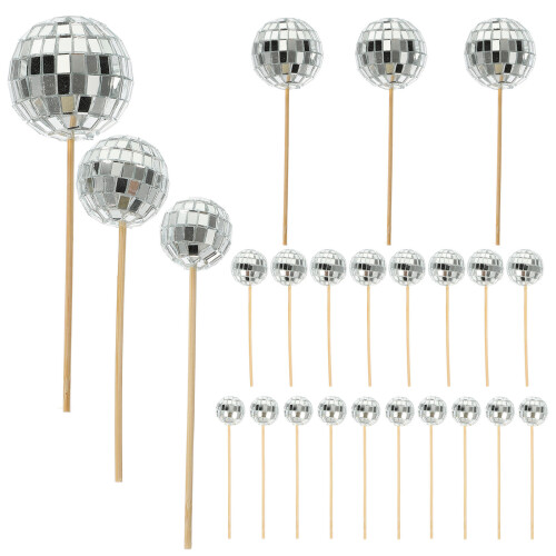 72Pièces Décorations Disco Argentées En Mousse Et Bambou Pour 1
