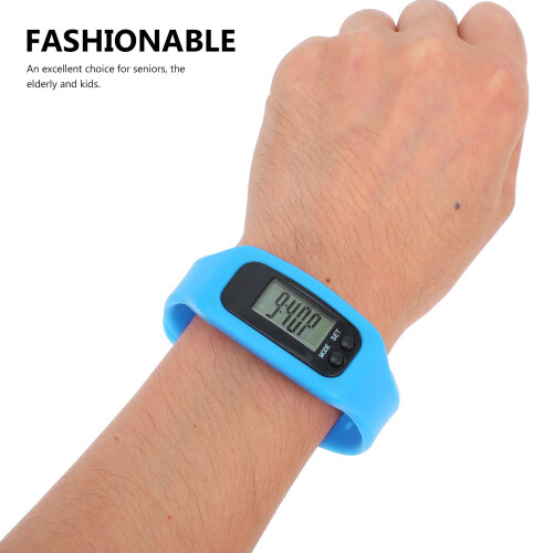 2Pcs Easy-Use Blue Pedometer Bracelet Watch Clear Display for Walking 2