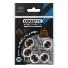 Gripit 20mm Plasterboard Fixing - 8 Pack (Brown) Stud Wall Anchor Max Load 93kg Support Heavy Loads