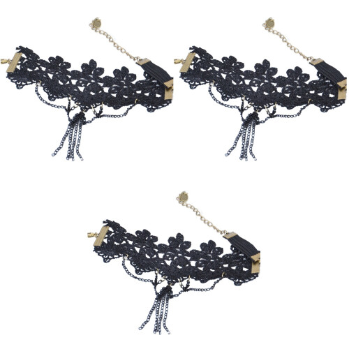 3Pcs Black Adjustable Tassel Armlet Vintage Cuff Accessory Gift 1
