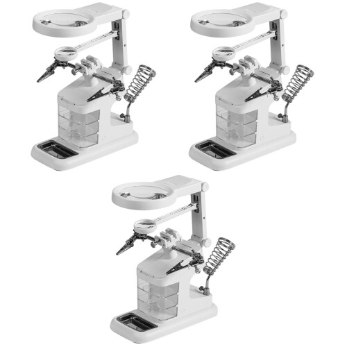 3Pièces Station Magnification LED Avec Pinces Boîtes Outils 2