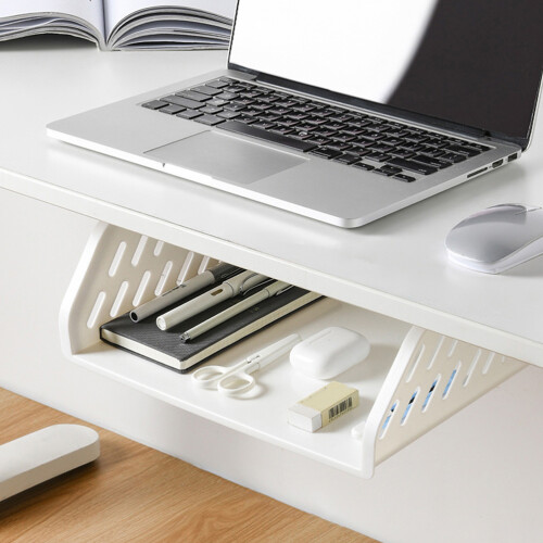 2Pcs White Wall-Mounted Plastic Storage Shelf for Kitchen and Bathroom 2