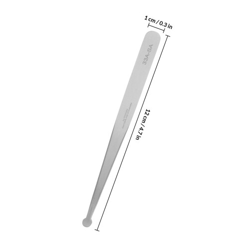 2Pcs Durable Stainless Steel Precision Tweezers, Round Tip, Silver 2