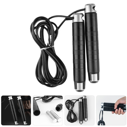 3Sets Wear-Resistant Skipping Rope Black Metal Plastic for Training 1