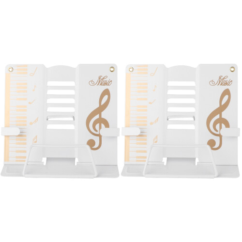 2Pcs White Desktop Adjustable Music Score and Reading Rack 2