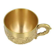Retro Brass Embossed Coffee Mug 350ml Handcrafted Metal Tea Cup for Drinking & Decor