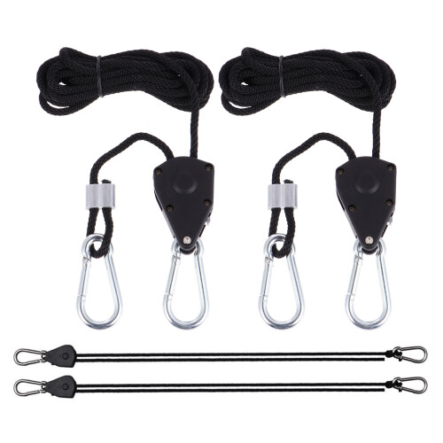12Pcs Adjustable Ratchet Rope Hanger for Grow Light Black Strong 1