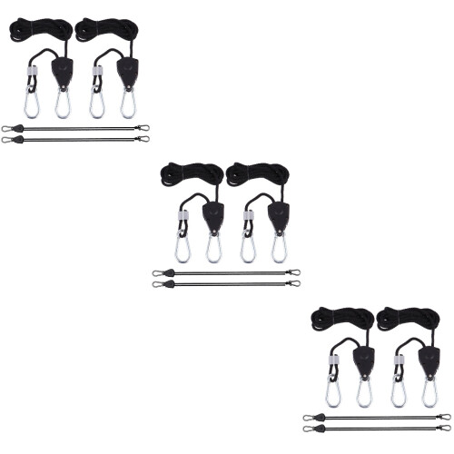 12Pcs Adjustable Ratchet Rope Hanger for Grow Light Black Strong 2