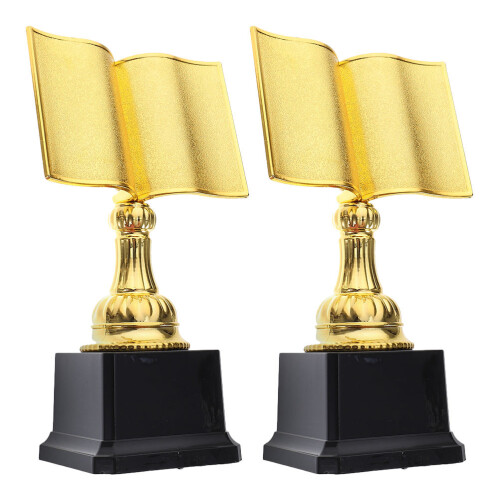 4Pcs Gold Book Shaped Trophy Plastic Reading Prize for Student Awards 1