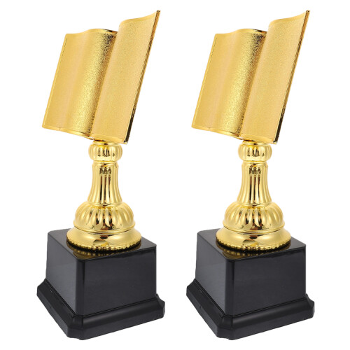 4Pcs Gold Book Shaped Trophy Plastic Reading Prize for Student Awards 2