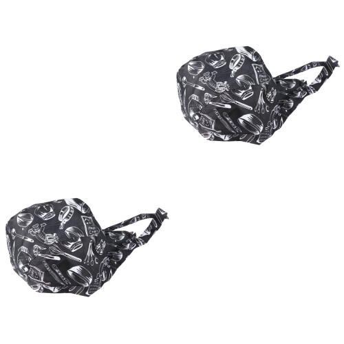 2Pièces Turban Catering Noir En Toile Robuste Ajustable 1