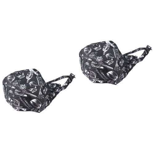 2Pièces Turban Catering Noir En Toile Robuste Ajustable 2
