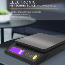 Waterproof Rechargeable Kitchen Scale 10kg/0.1g with Tare and Unit Conversion
