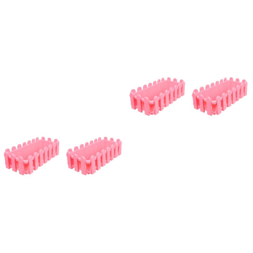 2Pcs Pink Rectangular Planter Pot with Fence Design for Organizing 2