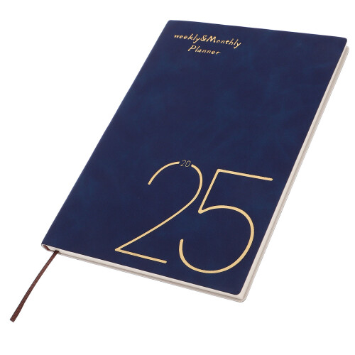 2Pcs Household Planner Book Dark Blue PU Time Management Notebook 1