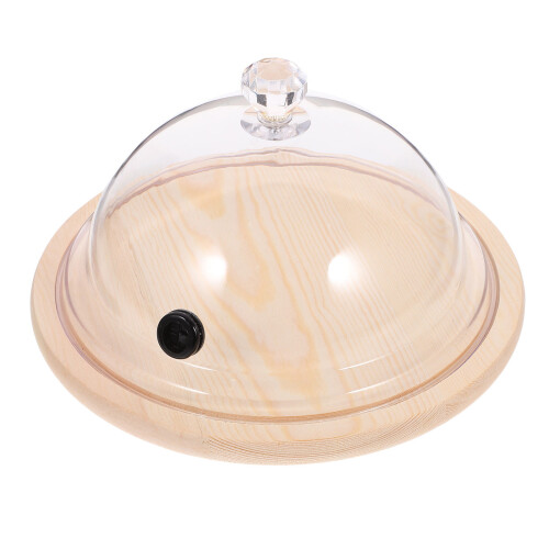 2Pcs Transparent Plastic Dome for Cake Food Display with Wood Base 1