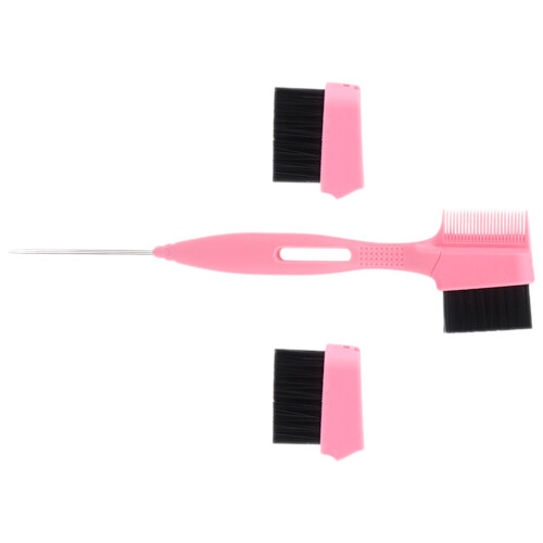 3Sets Sturdy Pink Eyebrow Comb Brush Double-Headed Hair Edge Tool 1