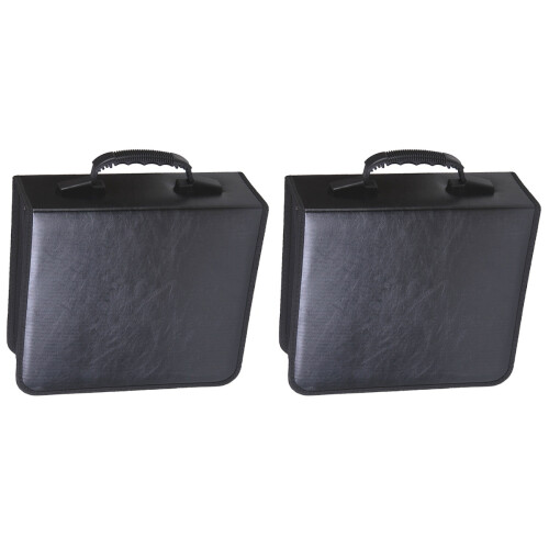 2Pcs Black Car Dvd Box Large Capacity 240 Cds Durable Storage Zipper 2