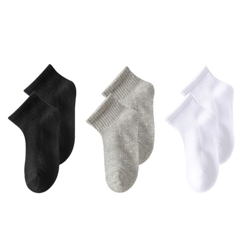 3 Pairs Cotton Socks Size 20-24 Black White Gray 1