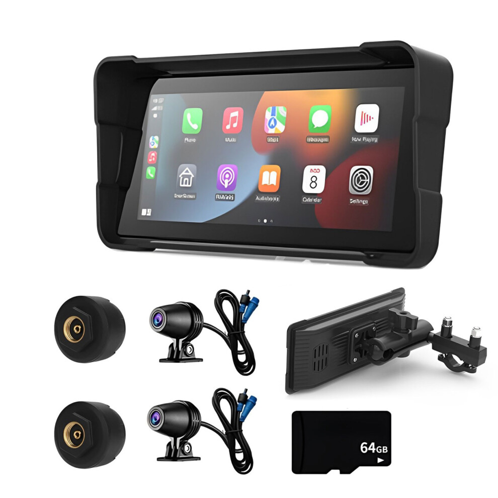 Motorcycle Dual Dvr Dash Cam With Android Auto Hd 1080P Cameras Large 4586790913653