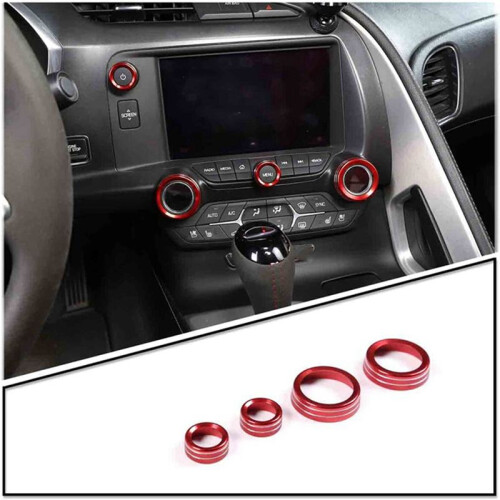 Car Central Console Silver AC Volume Knob Button  Cover Trim for  Corvette C7 2014-2019 1