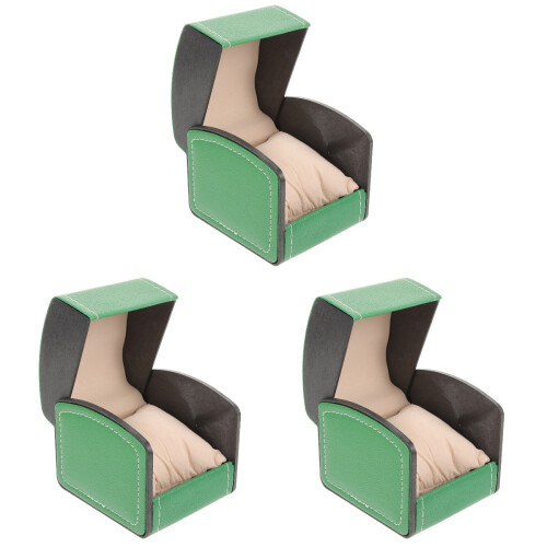 3Pcs Creative Green PU Watch Gift Box Single Portable Watch Case 2