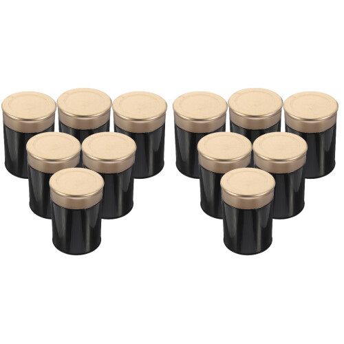 12Pcs Black Tin Tea Canisters Loose Leaf Tea Storage Organizer 2
