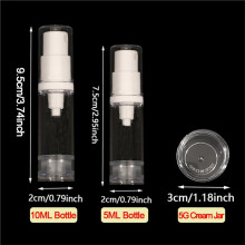 Set di Bottiglie Portatili Trasparenti, Vuote, Ricaricabili, per Prodotti da Toeletta, da 10 Ml, con Pompa A Vuoto Airless, per Lozione, Crema e