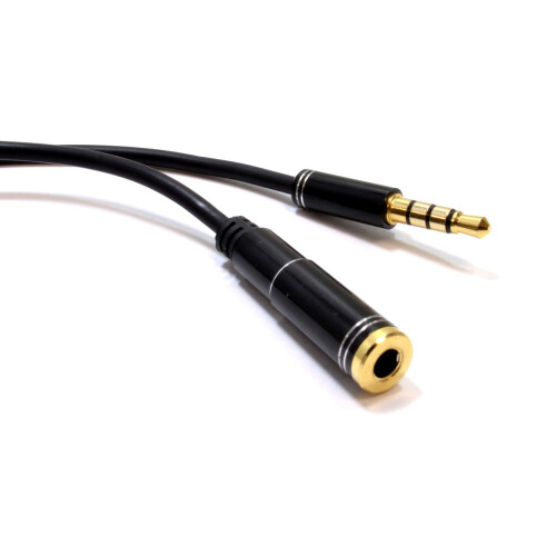 kenable PRO 4 Pole TRRS METAL 3.5mm Jack Headphone/Headset Extension Cable 2m 1