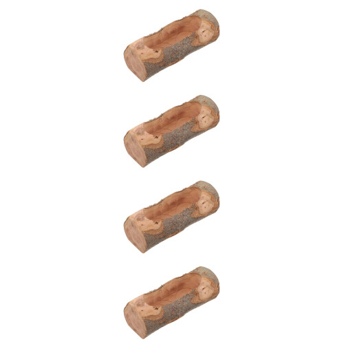 4Pièces Gamelle En Bois D'apple Pour Petits Animaux Brown Résistante 2