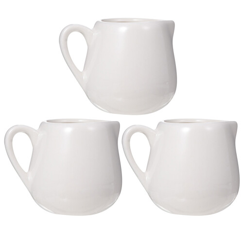 6Pcs White Mini Milk Jug Ceramic Sauce Container with Handle for Home 1