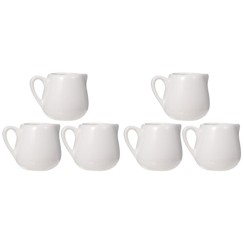 6Pcs White Mini Milk Jug Ceramic Sauce Container with Handle for Home 2