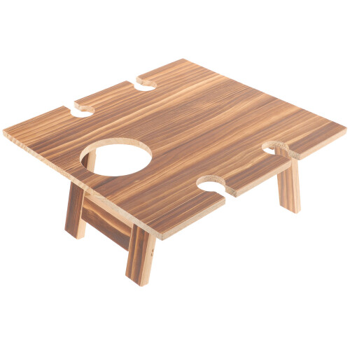 3Pièces Table En Bois Portable Support À Vin Pour Extérieur 1