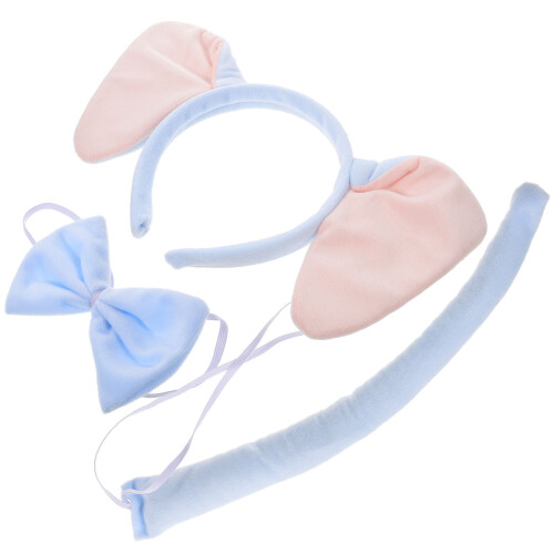 5Sets Sky-Blue Elephant Ears Headband Tail Bow Tie Costume Kit 1
