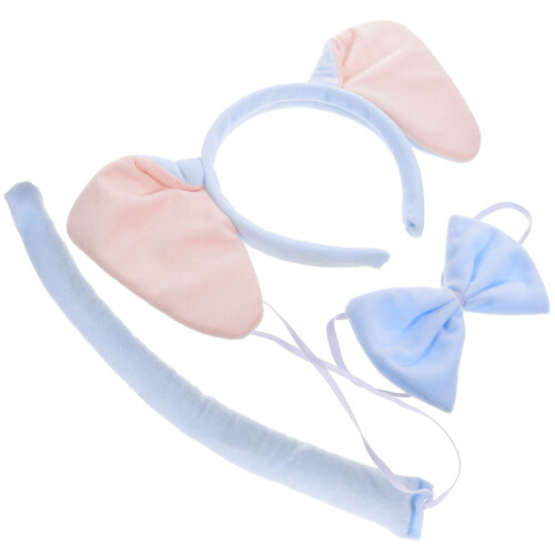 5Sets Sky-Blue Elephant Ears Headband Tail Bow Tie Costume Kit 2