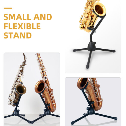 Support Saxophone Pliable Noir En Métal Avec Mousse Protectrice 2