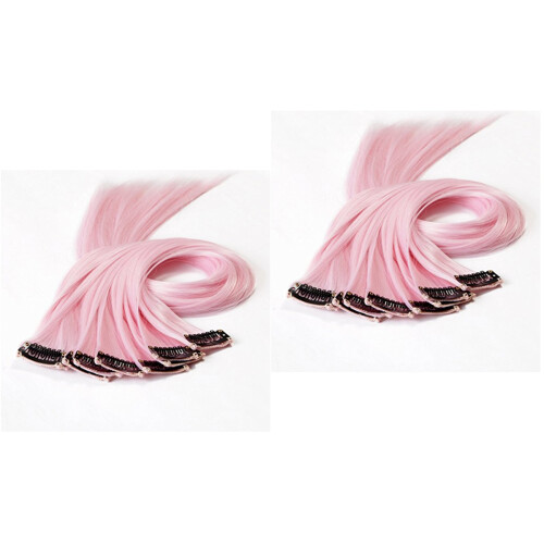 20Pièces Extensions Lisses Clip-in Rose Faciles À Coiffer 2