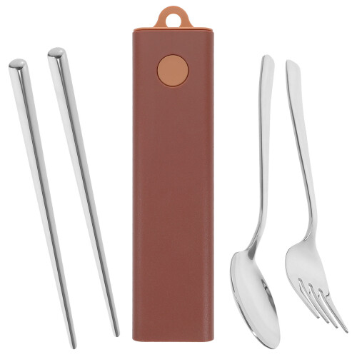 4Sets Pink Travel Tableware Set with Case Fork Spoon Chopstick 1