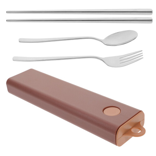 4Sets Pink Travel Tableware Set with Case Fork Spoon Chopstick 2