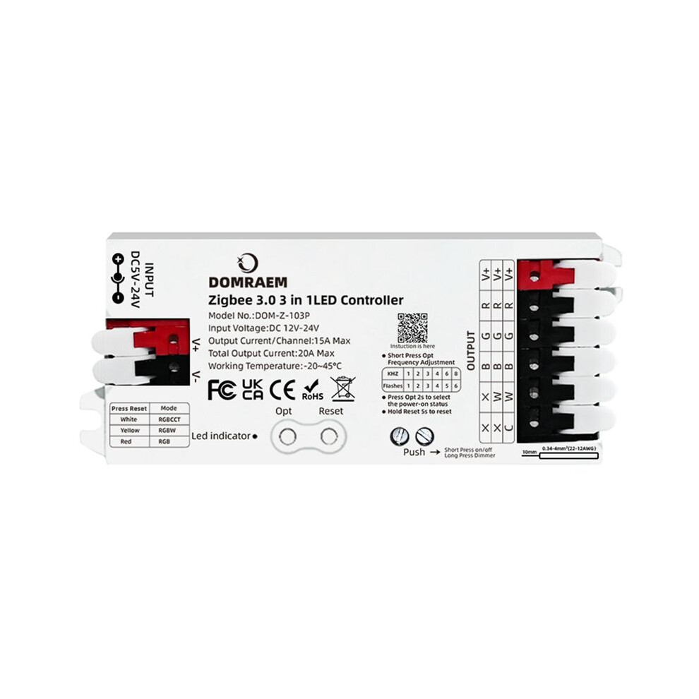 Domraem Zigbee3.0 Rgbcct Rgb Rgbw Led Strip Controller 3 In 1 12V-24V 20A Dimmer Works Smartthings For Alexa Home 4711400668511