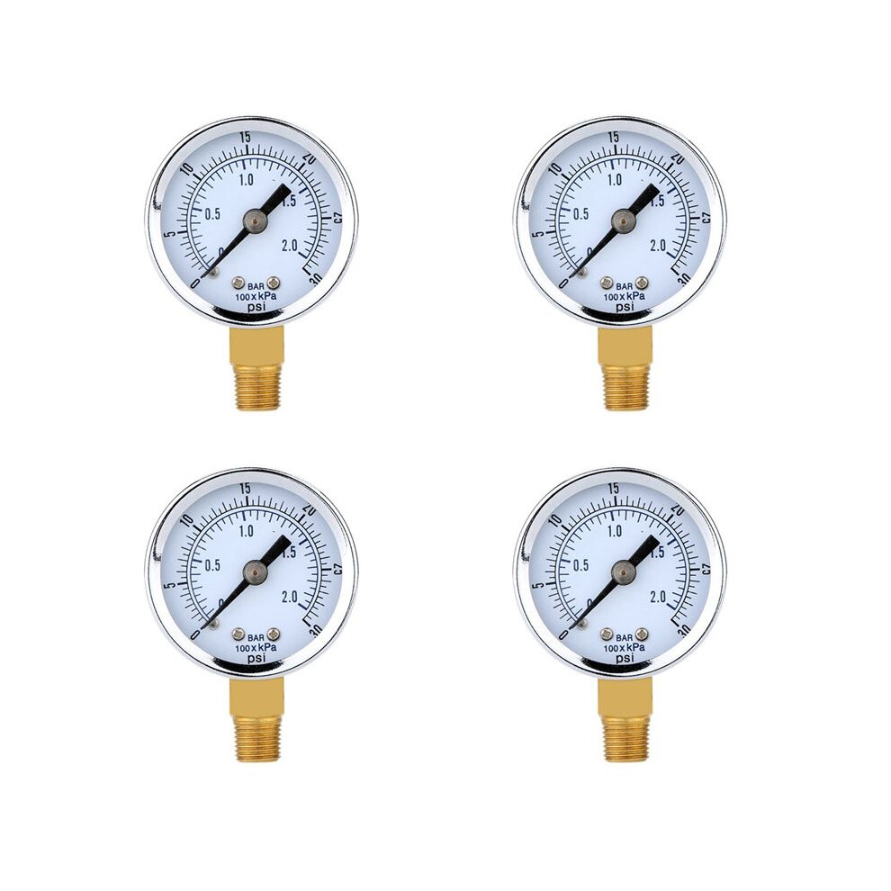 4X Pressure Gauge - 0 - 30 Psi 0 - 2 Bar Dial Gauge Compressor Meters Hydraulic Pressure Gauge Gage Double Scale 4711042698679