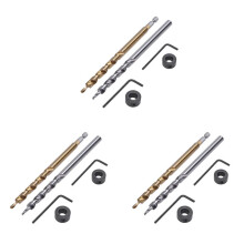 6Pcs 1/4 Inch Hex Shank Pocket Hole Drill Bit + 3/8(9.5mm)Replacement Twist Step Drill Bit with Depth Stop Collar