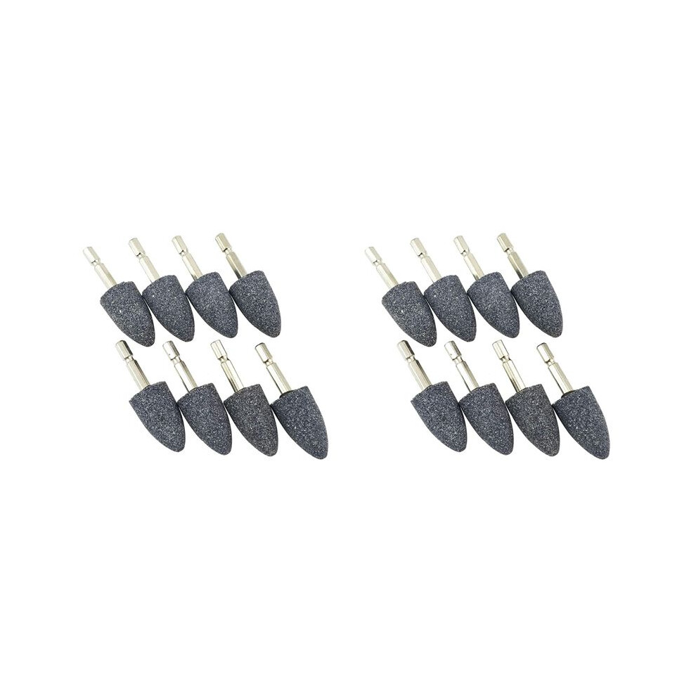 16 Pcs Cone Shape Grinding Stone - 1/4Inch Hex Shank Abrasive Stone Mounted Grinding Point For Rotary Tool Drill (25Mm) 4711509828793