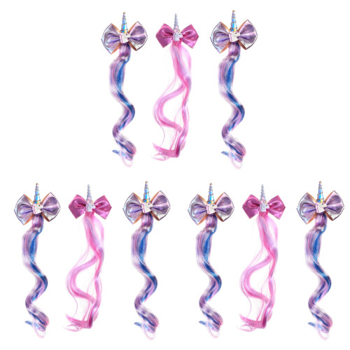 9Pièces Clips Extensions Perruque Multicolores Accessoire Fête 2