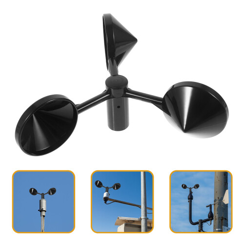 2Pièces Coupe Anémomètre ABS Noir Vitesse Vent Portable 1