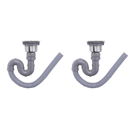 2Pcs Practical Grey Sewer Downcomer with Leak-Proof Rubber Gaskets 2